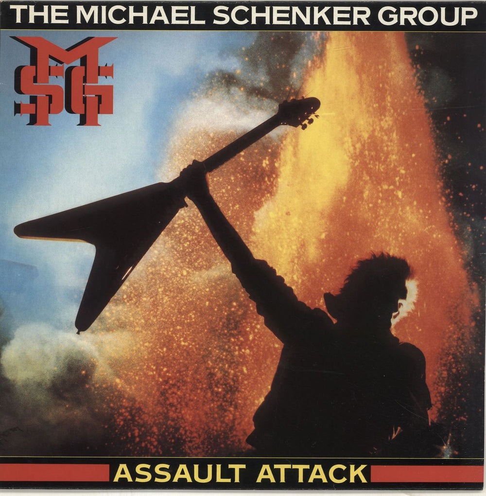 Michael Schenker Group Assault Attack + Merchandise Insert UK vinyl LP album (LP record) CHR1393