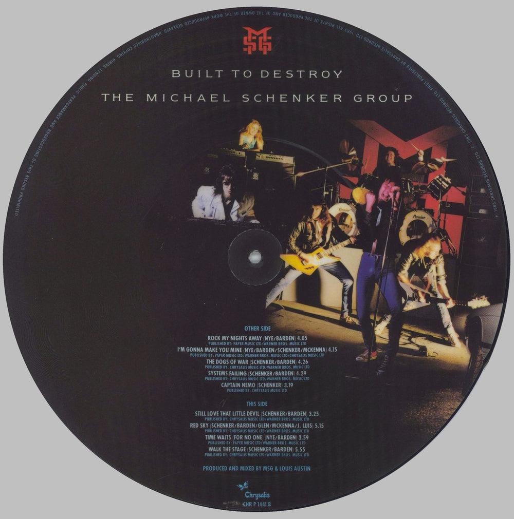 Michael Schenker Group Built To Destroy - Stickered sleeve UK picture disc LP (vinyl picture disc album)