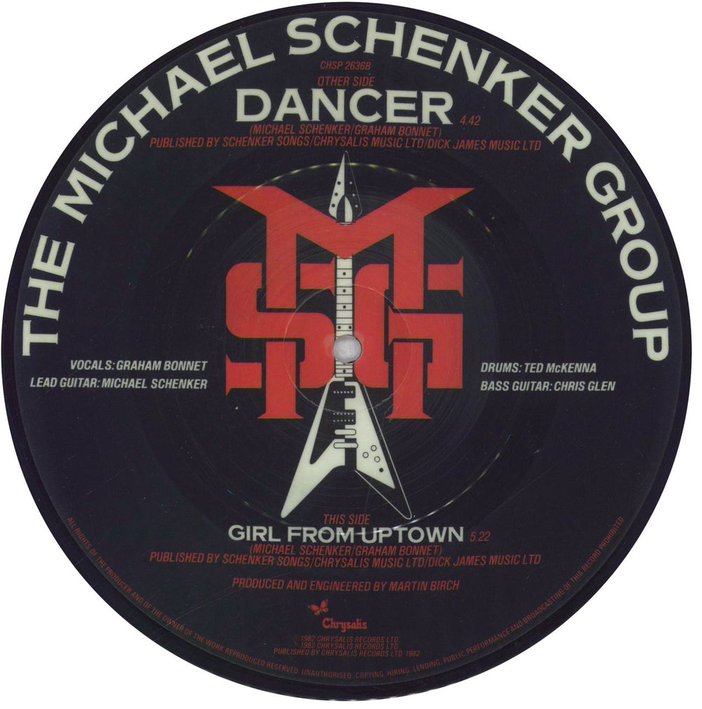 Michael Schenker Group Dancer UK 7" vinyl picture disc (7 inch picture disc single)