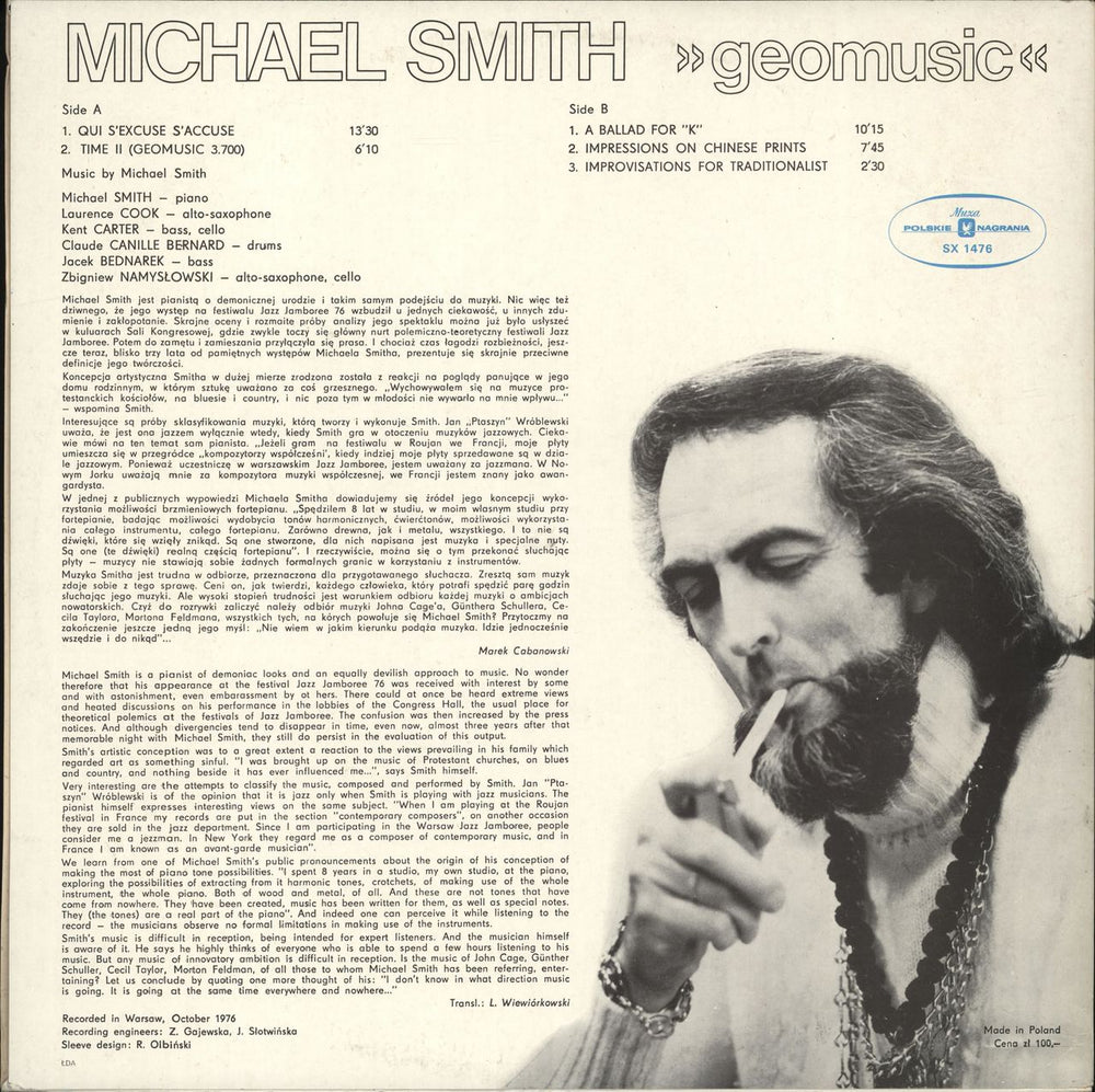 Michael Smith (Jazz) Geomusic Polish vinyl LP album (LP record)