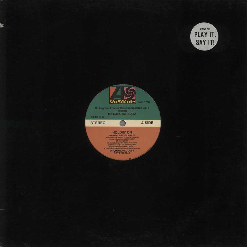 Michael Watford Holdin' On US Promo 12" vinyl single (12 inch record / Maxi-single) DMD1750