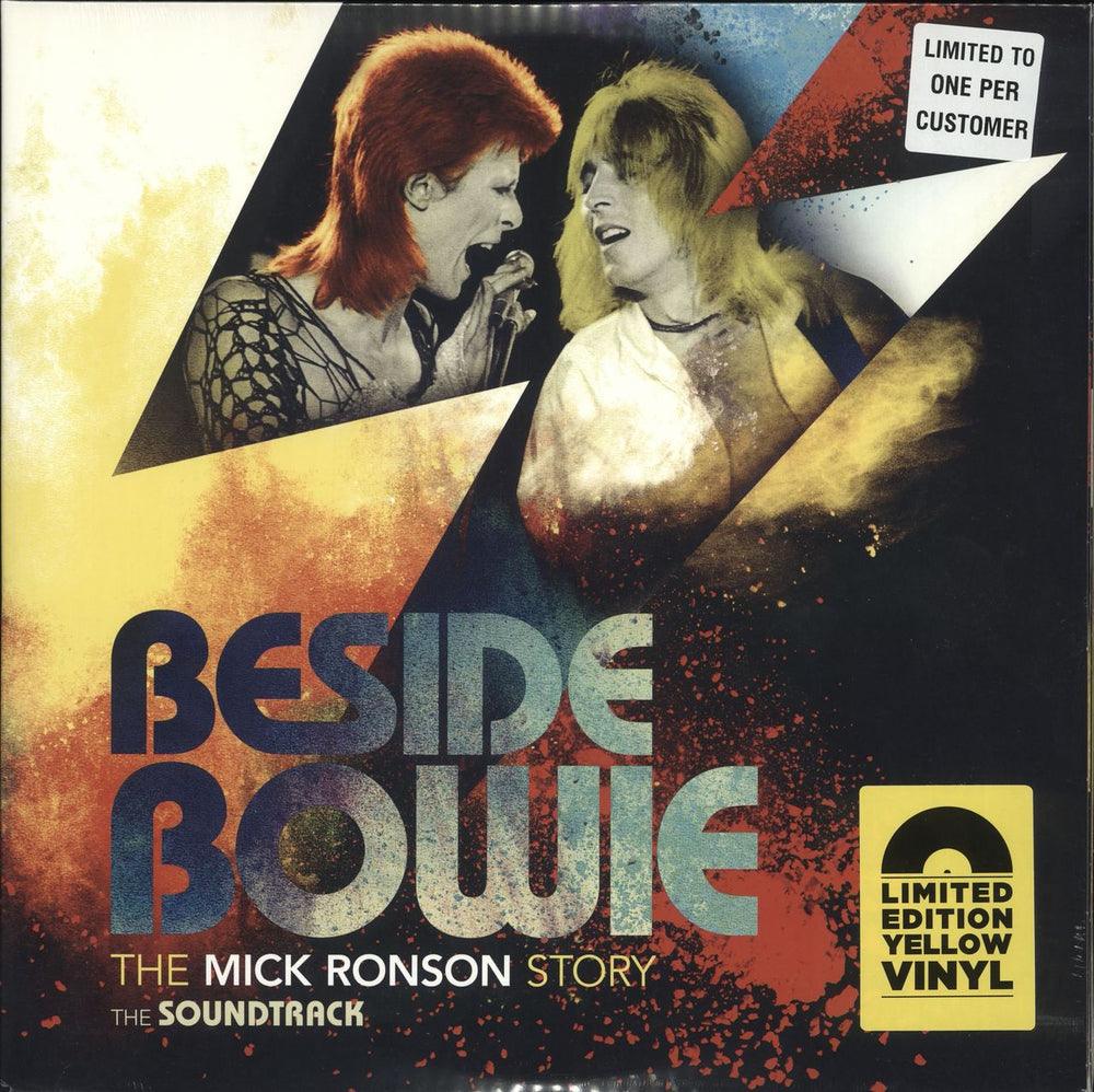 Mick Ronson Beside Bowie: The Mick Ronson Story (The Soundtrack) - Yellow Vinyl UK 2-LP vinyl record set (Double LP Album) 00600753826324