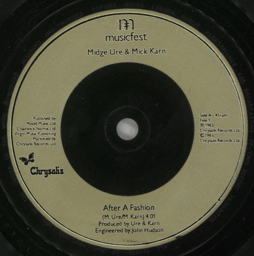 Midge Ure After A Fashion UK 7" vinyl single (7 inch record / 45) URE07AF652612