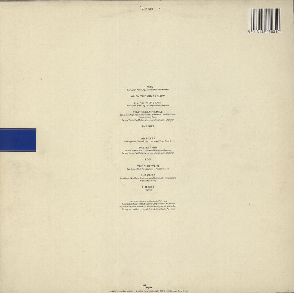 Midge Ure The Gift + Inner + Sticker UK vinyl LP album (LP record) 5013136150810