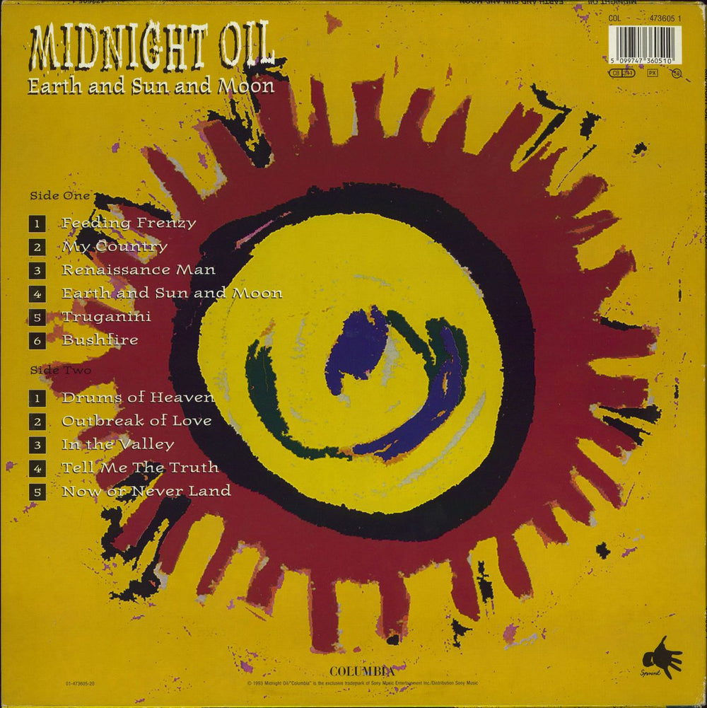 Midnight Oil Earth And Sun And Moon UK vinyl LP album (LP record) 5099747360510