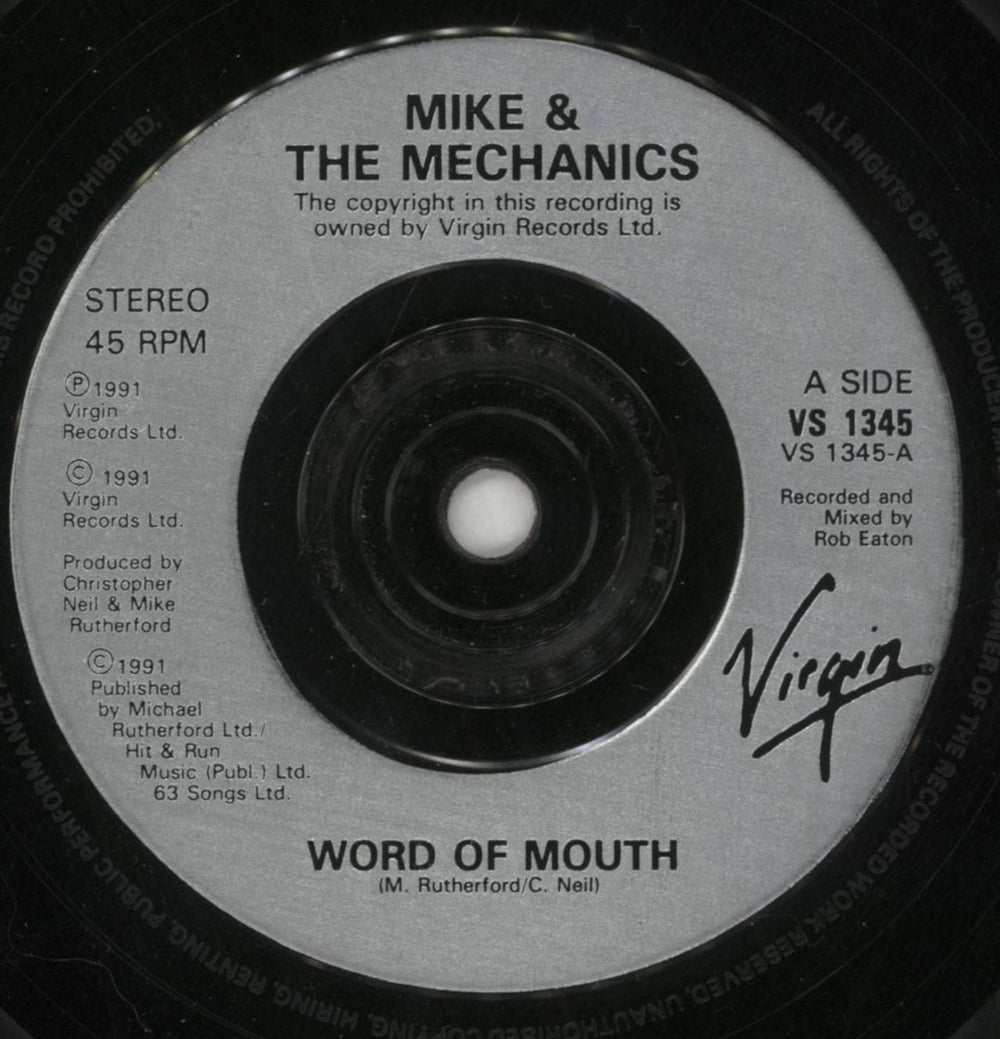 Mike & The Mechanics Word Of Mouth - Injection UK 7" vinyl single (7 inch record / 45) MIK07WO161033