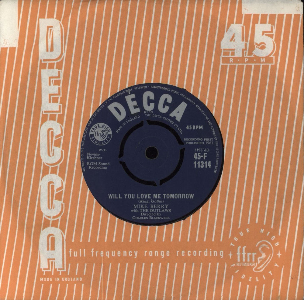 Mike Berry Will You Love Me Tomorrow UK 7" vinyl single (7 inch record / 45) 45-F11314