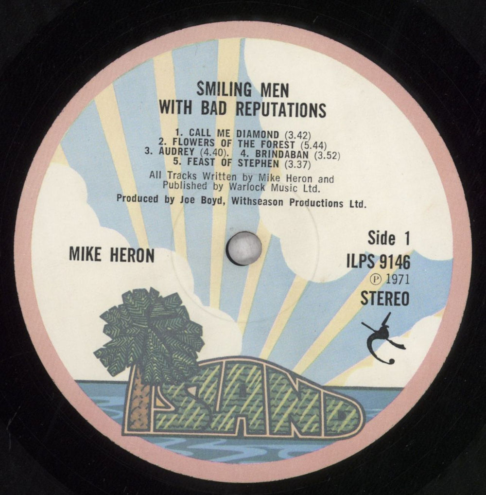 Mike Heron Smiling Men With Bad Reputations - VG UK vinyl LP album (LP record) M\HLPSM845522