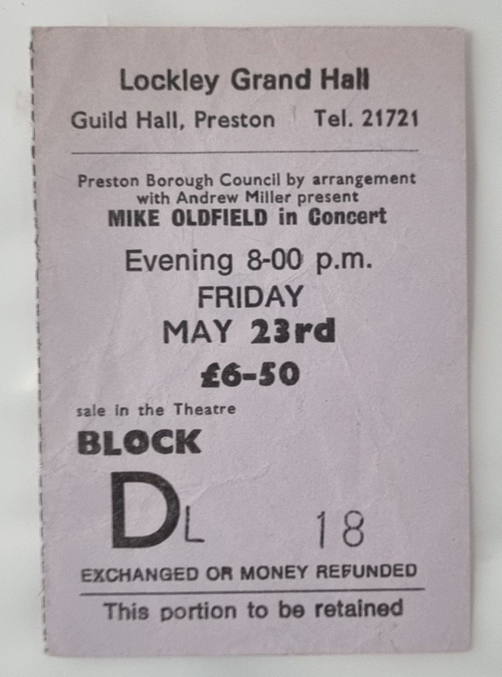 Mike Oldfield The Concert + Ticket Stub UK tour programme OLDTRTH164377