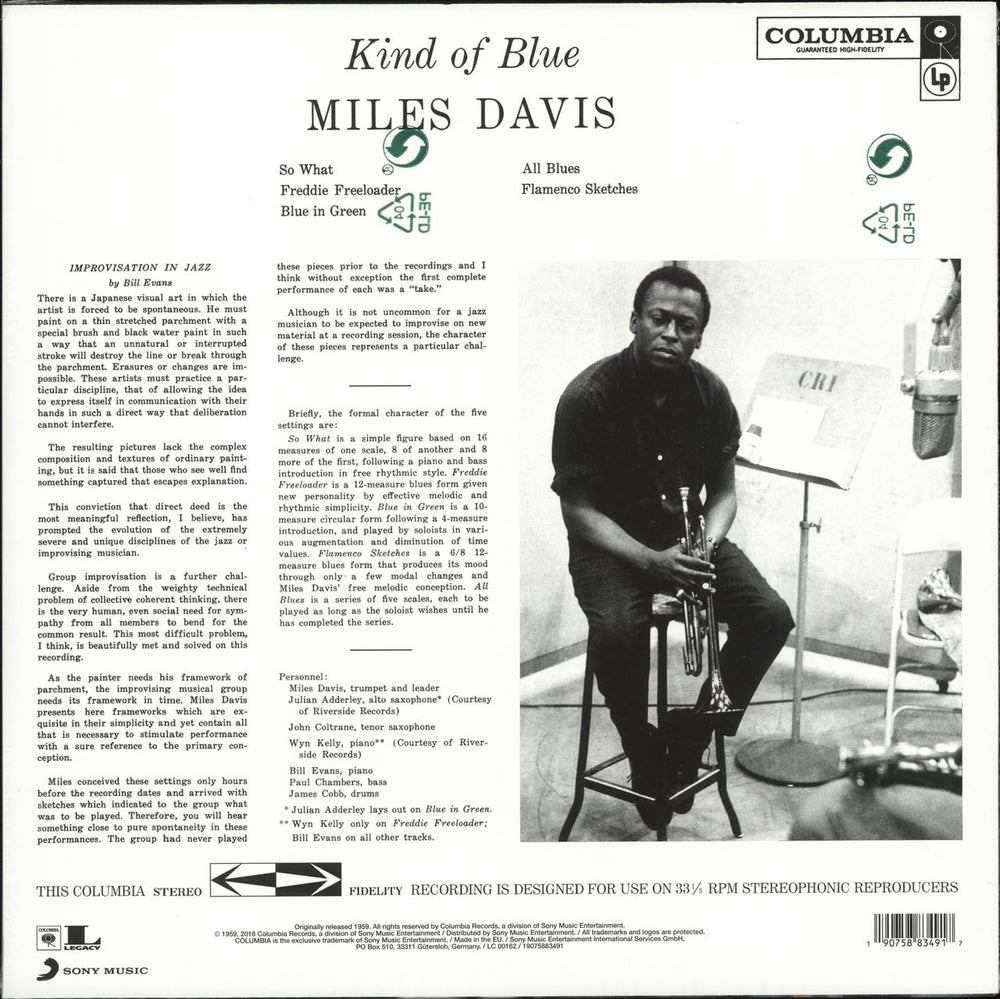 Miles Davis Kind Of Blue - Blue Vinyl - Sealed UK vinyl LP album (LP record) 190758834917