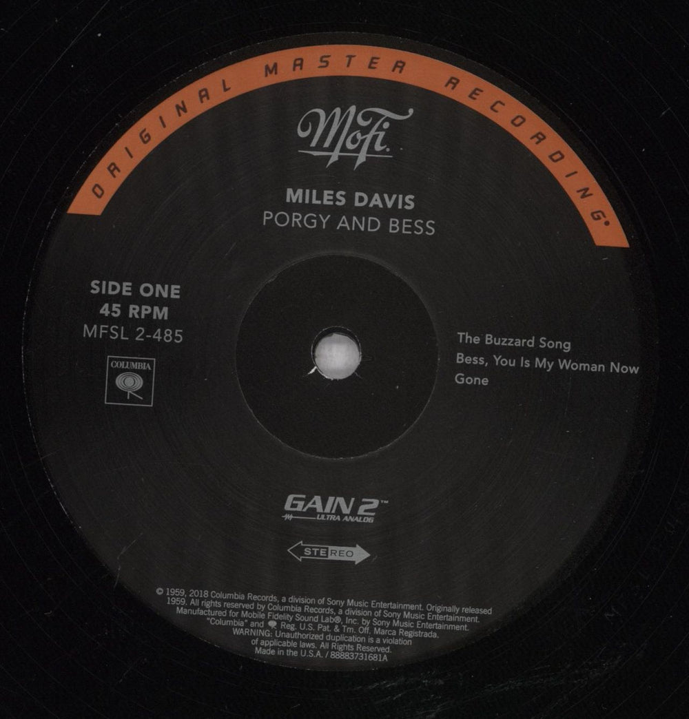 Miles Davis Porgy And Bess - Original Master Recording 180 Gram 45RPM US 2-LP vinyl record set (Double LP Album) MDA2LPO842302