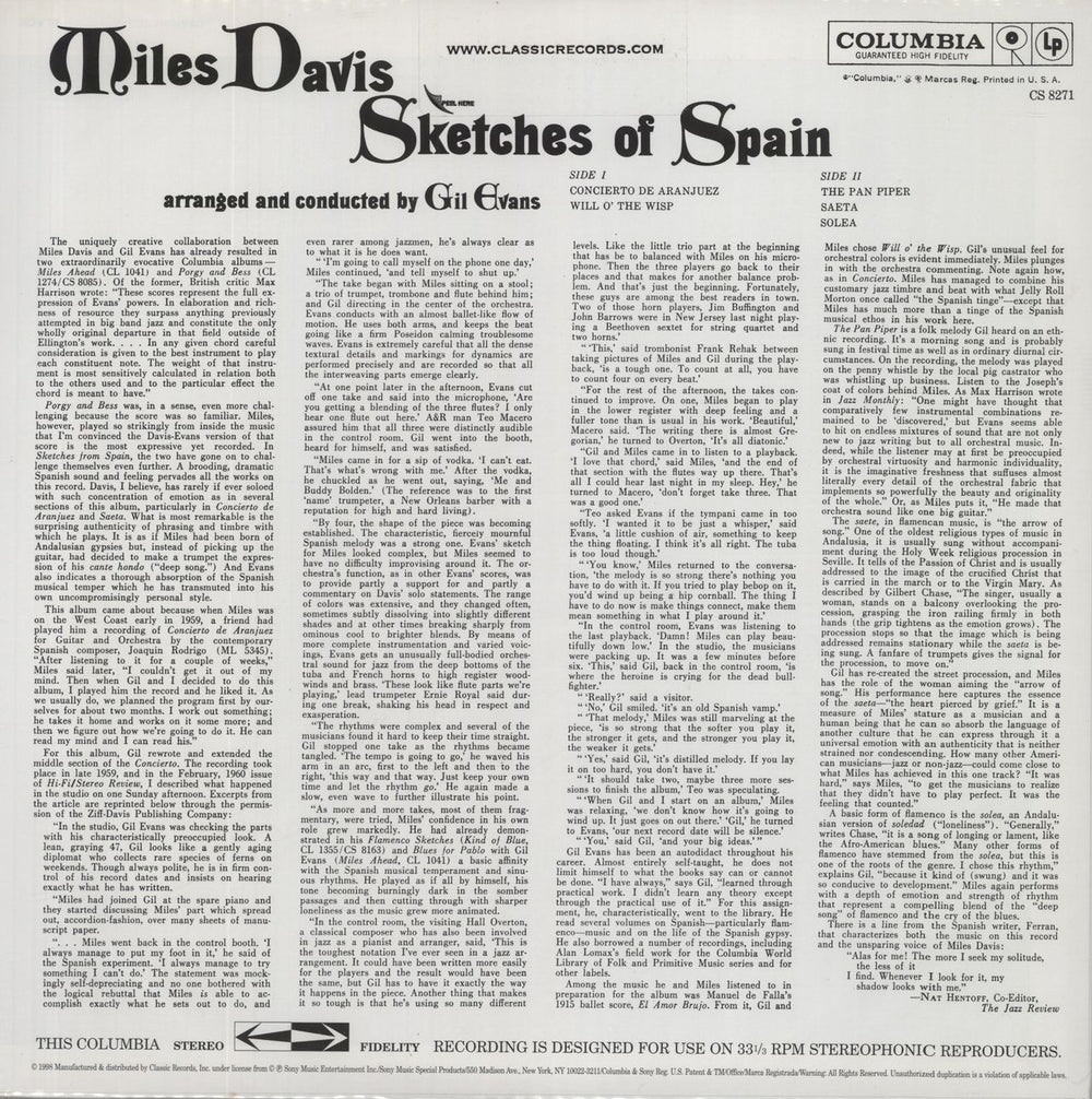 Miles Davis Sketches Of Spain - 200gm - sealed US vinyl LP album (LP record)