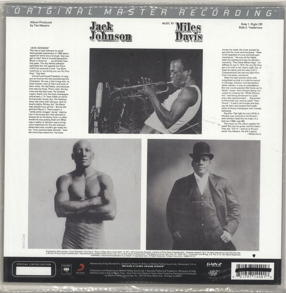 Miles Davis Tribute To Jack Johnson - Original Master Recording - Sealed US vinyl LP album (LP record) 821797144018