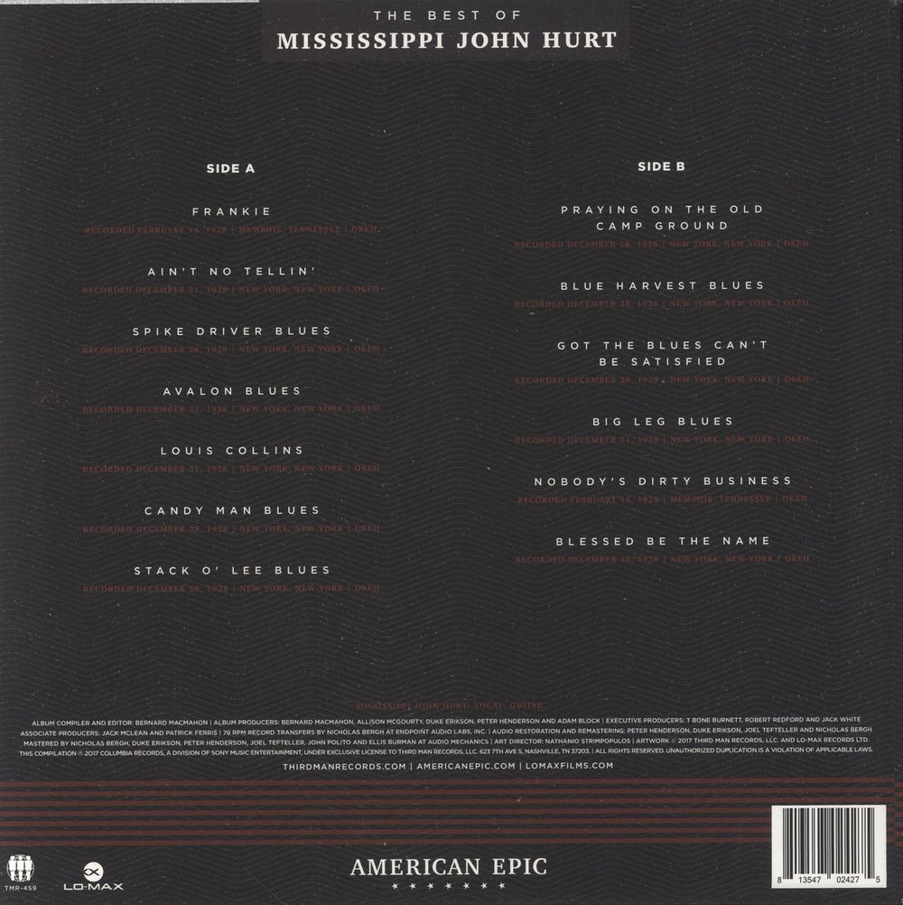 Mississippi John Hurt American Epic: The Best Of Mississippi John Hurt US vinyl LP album (LP record)