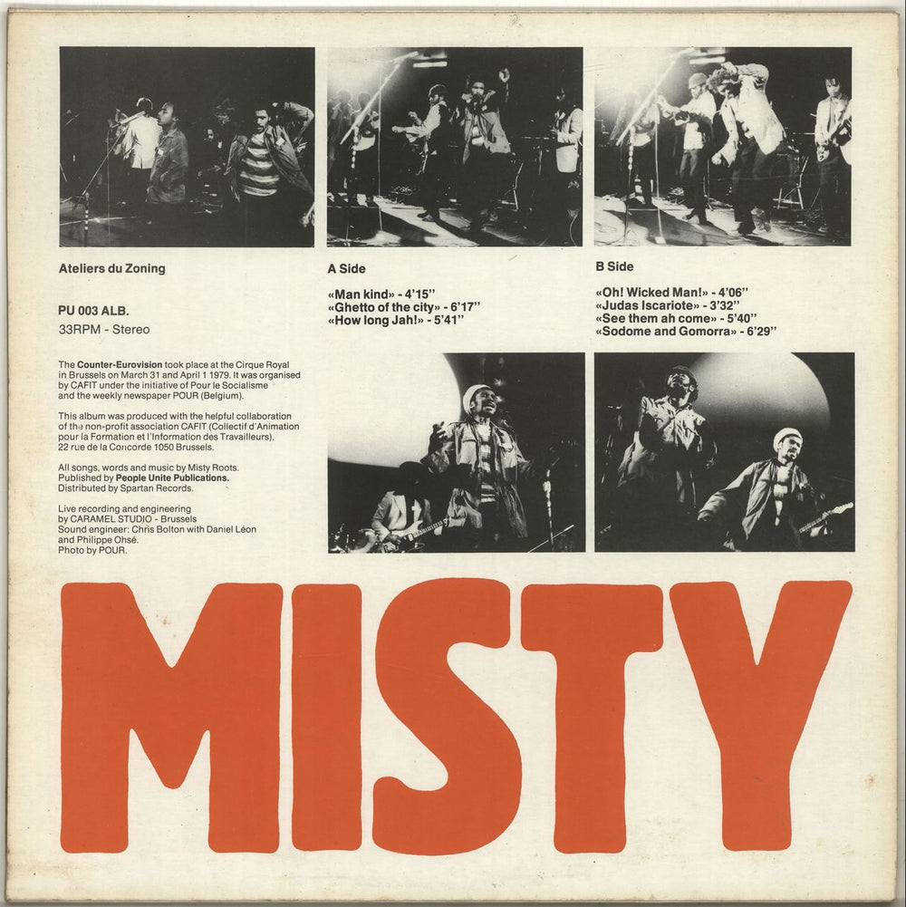 Misty In Roots Live At The Counter Eurovision 79 Belgian vinyl LP album (LP record)