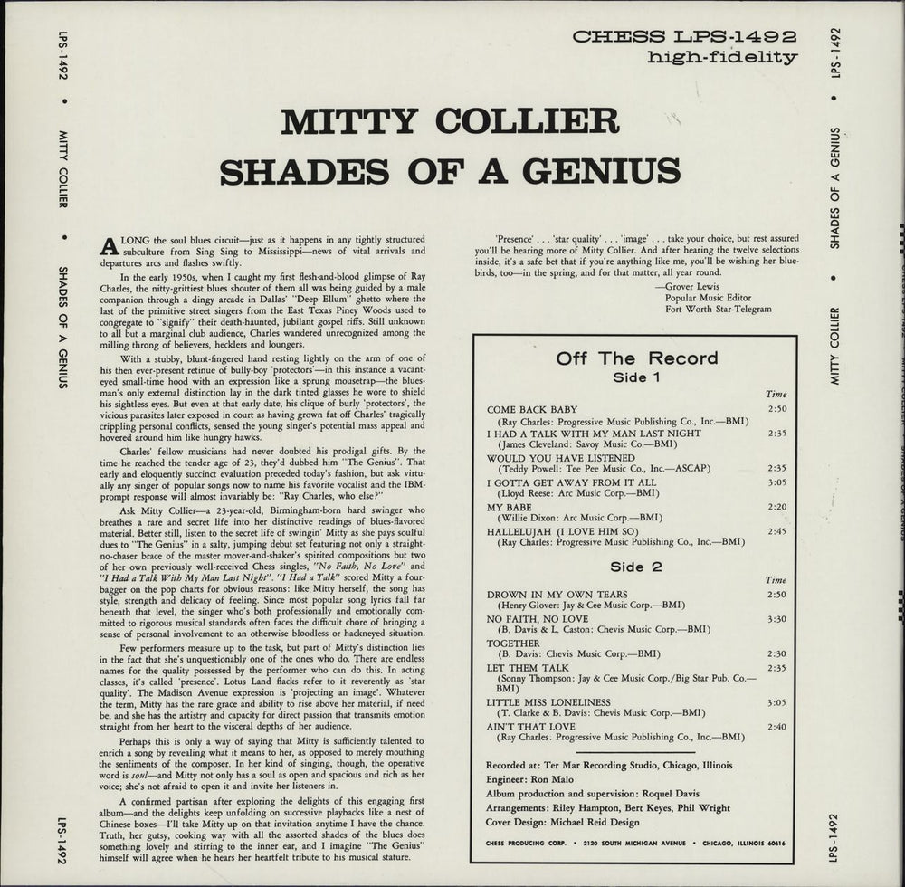 Mitty Collier Shades Of A Genius - 180g German vinyl LP album (LP record)