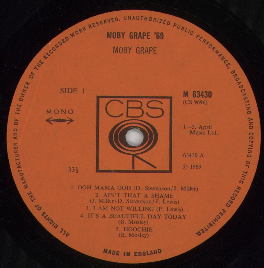 Moby Grape Moby Grape '69 - VG UK vinyl LP album (LP record) MBGLPMO859315