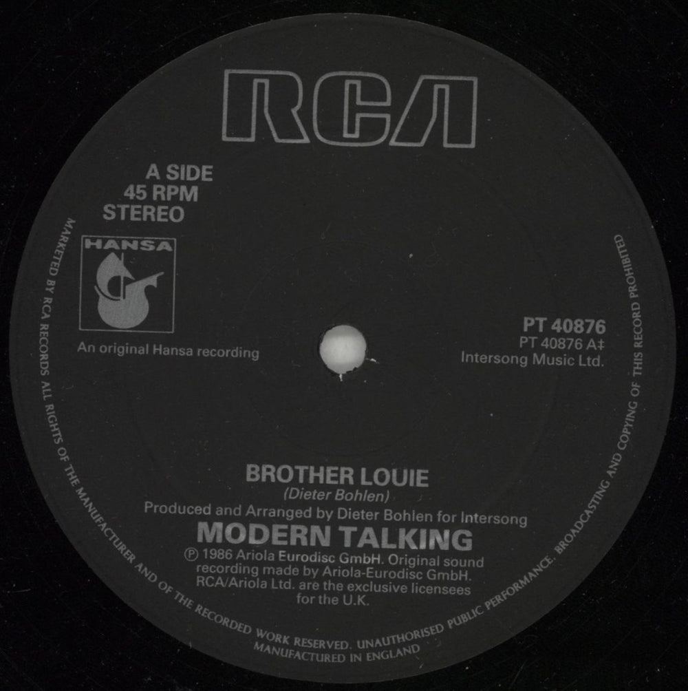 Modern Talking Brother Louie (Extended Version) UK 12" vinyl single (12 inch record / Maxi-single) MOD12BR63105