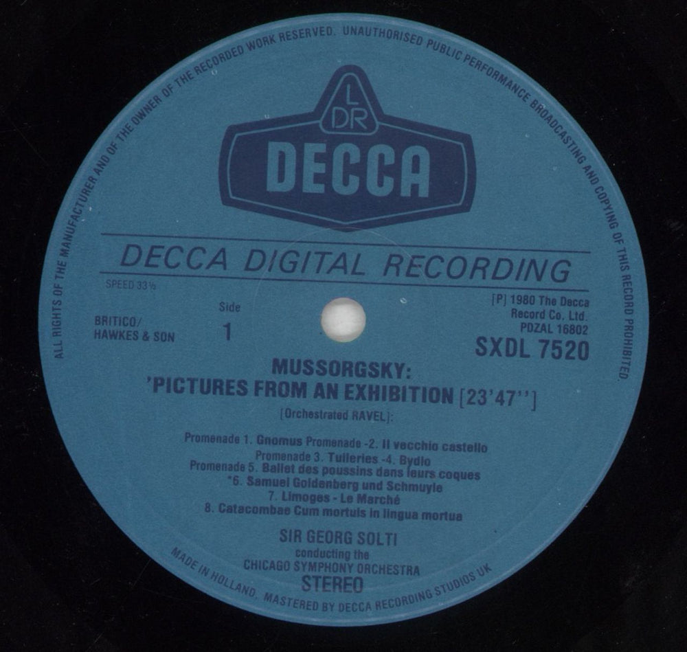 Modest Petrovich Mussorgsky Mussorgsky: Pictures From An Exhibition / Le Tombeau De Couperin UK vinyl LP album (LP record) M25LPMU856373