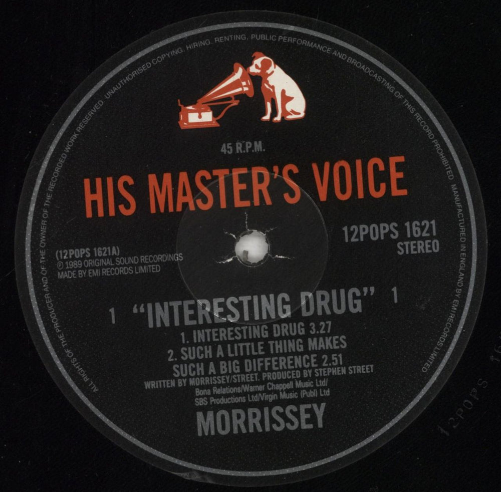 Morrissey Interesting Drug - Etched - EX UK 12" vinyl single (12 inch record / Maxi-single) MOR12IN765436