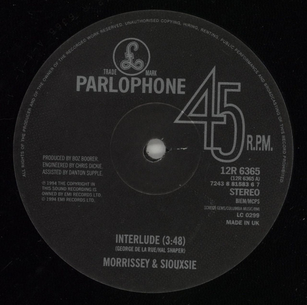 Morrissey Interlude - With Siouxsie - EX UK 12" vinyl single (12 inch record / Maxi-single) MOR12IN866571