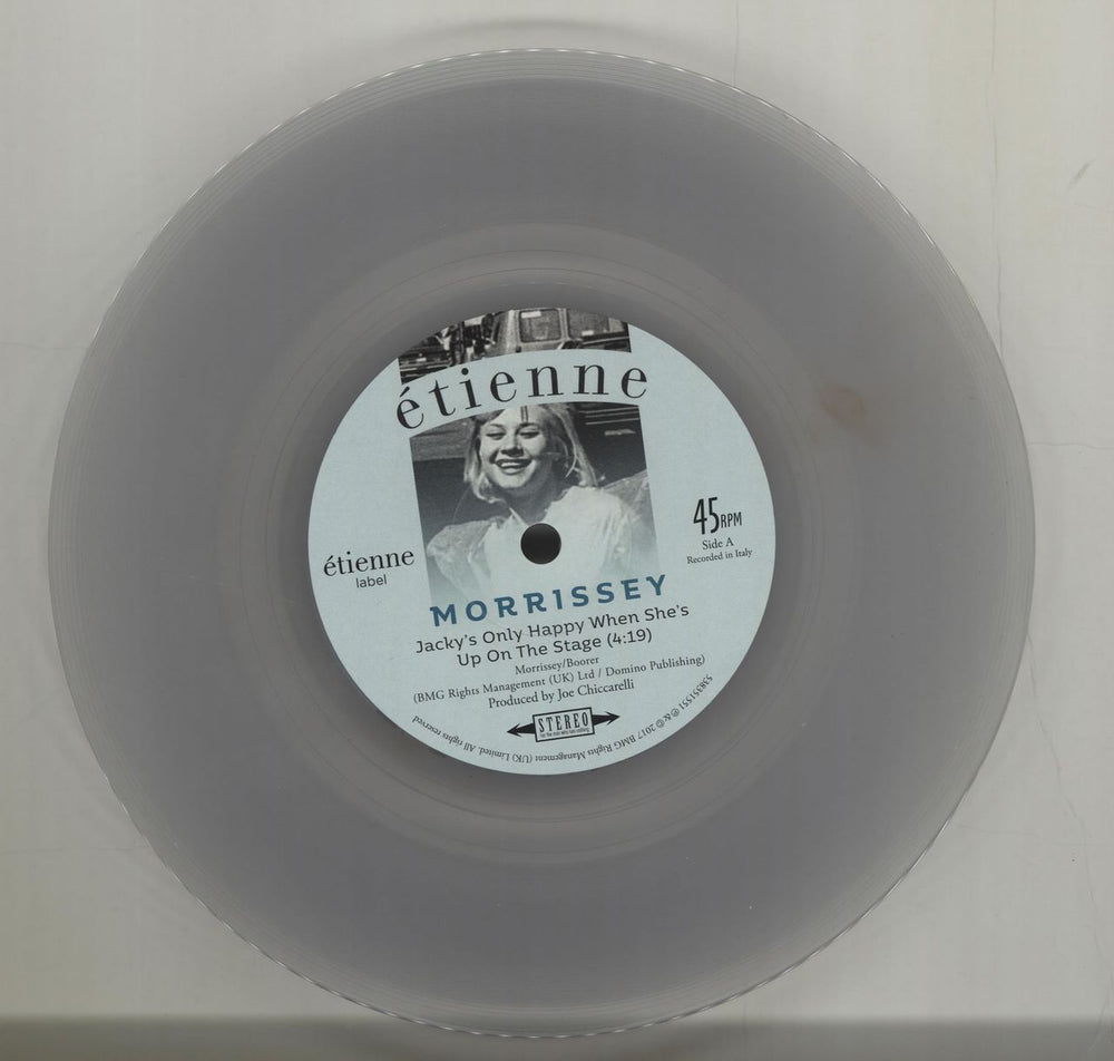 Morrissey Jacky's Only Happy When She's Up On The Stage - Clear Vinyl UK 7" vinyl single (7 inch record / 45) MOR07JA686386