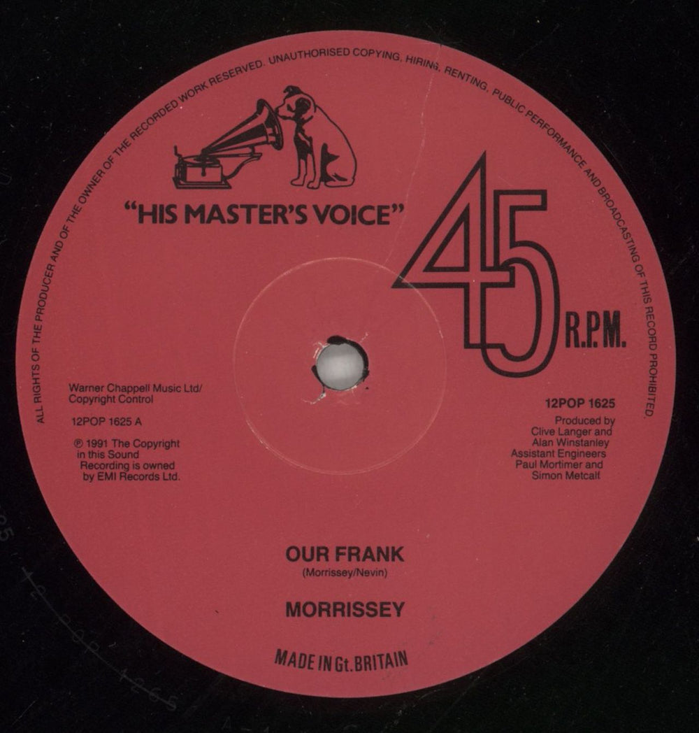 Morrissey Our Frank UK 12" vinyl single (12 inch record / Maxi-single) MOR12OU868462