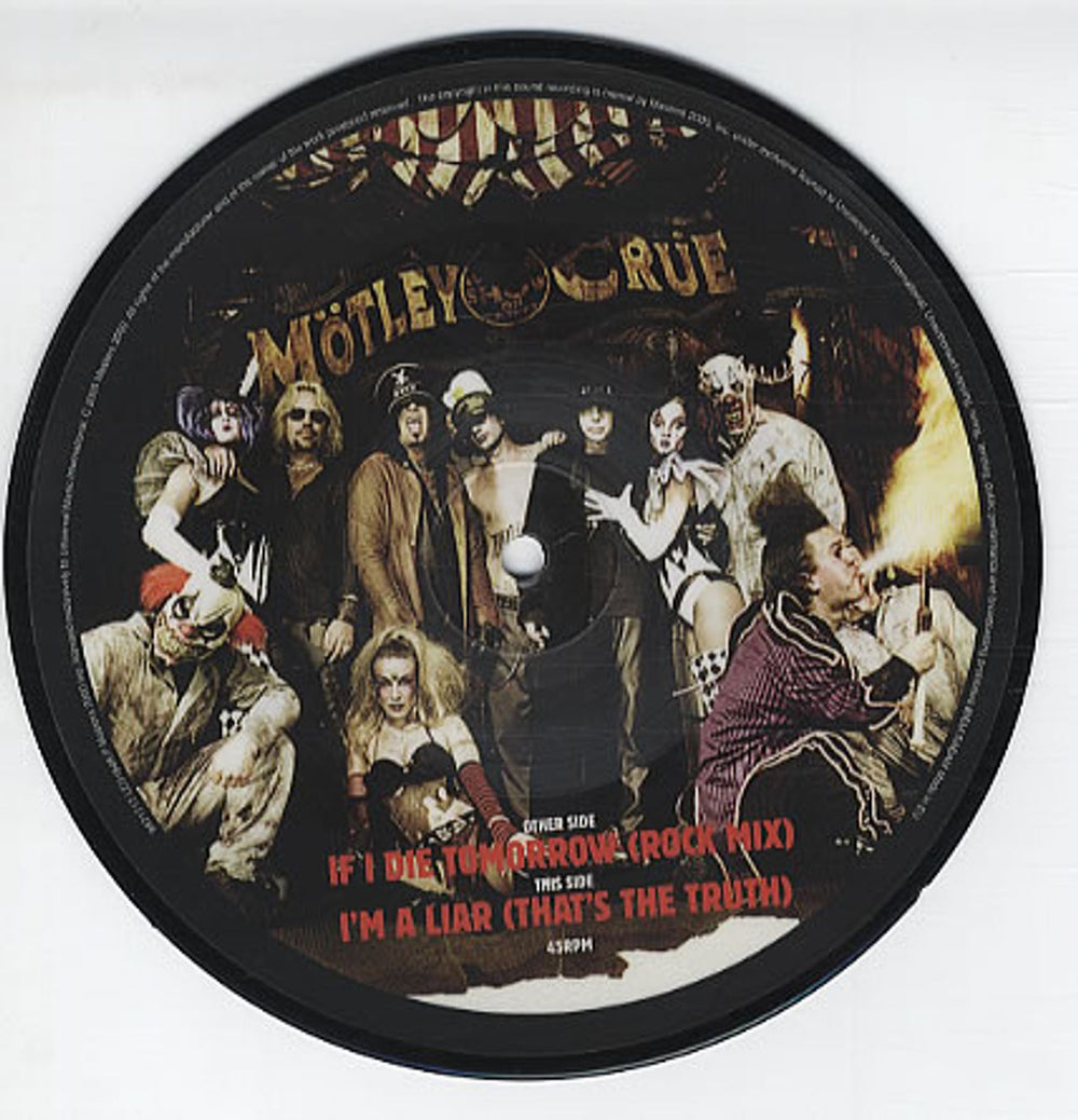 Motley Crue If I Die Tomorrow UK 7" vinyl picture disc (7 inch picture disc single) CRU7PIF324596