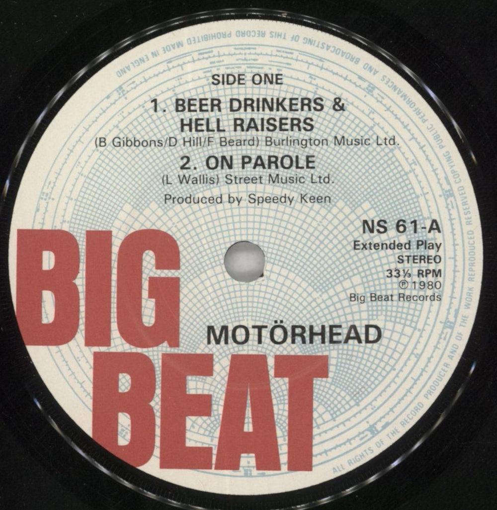 Motorhead Beer Drinkers & Hell Raisers EP UK 7" vinyl single (7 inch record / 45) MOT07BE59821