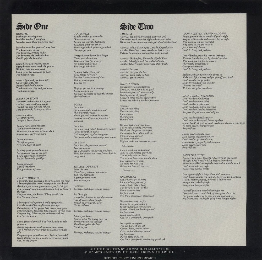 Motorhead Iron Fist - EX UK vinyl LP album (LP record) 1982