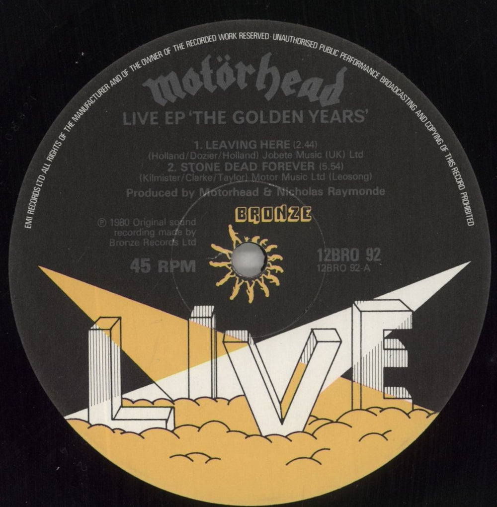 Motorhead The Golden Years Live EP UK 12" vinyl single (12 inch record / Maxi-single) MOT12TH204991