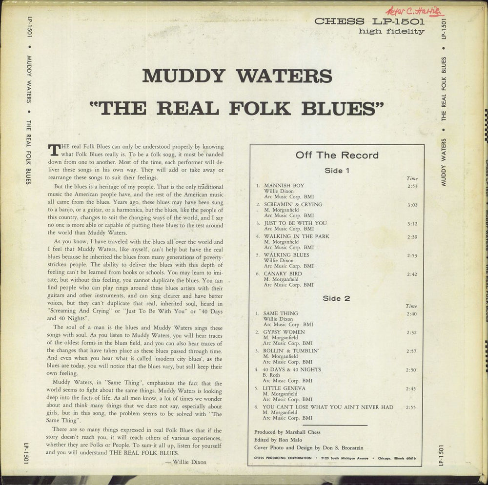 Muddy Waters The Real Folk Blues US vinyl LP album (LP record)