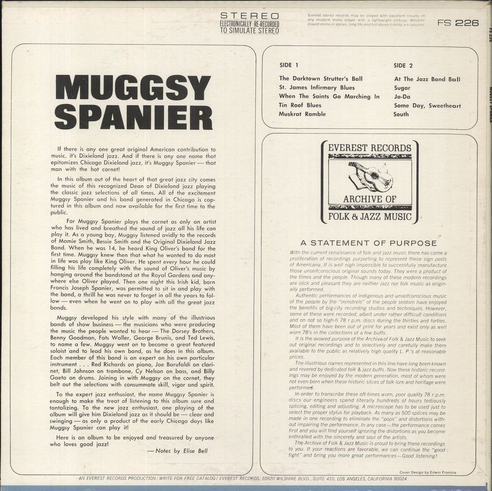 Muggsy Spanier Muggsy Spanier US vinyl LP album (LP record)