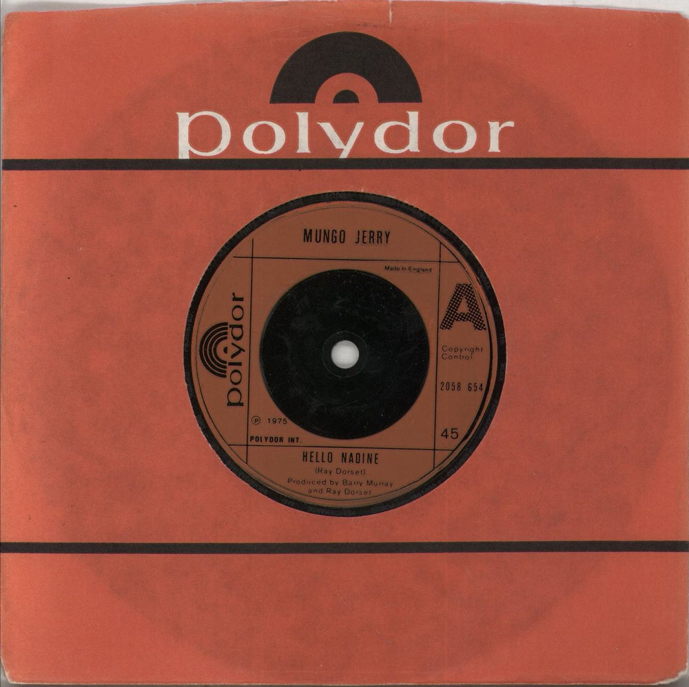 Mungo Jerry Hello Nadine UK 7" vinyl single (7 inch record / 45) 2058654
