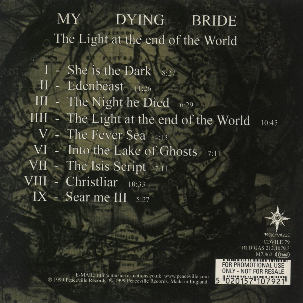 My Dying Bride The Light At The End Of The World UK Promo CD album (CDLP)