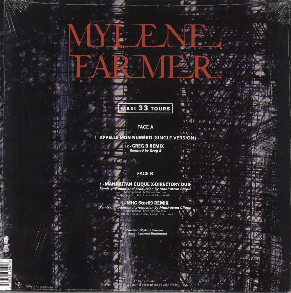 Mylene Farmer Appelle Mon Numero French 12" vinyl single (12 inch record / Maxi-single) 600753135532