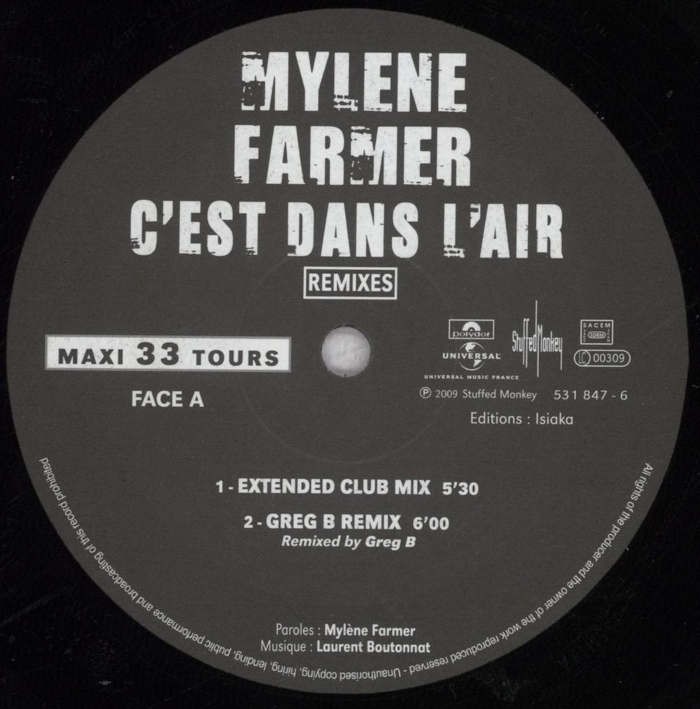 Mylene Farmer C'est Dans L'air French 12" vinyl single (12 inch record / Maxi-single) MYL12CE846721