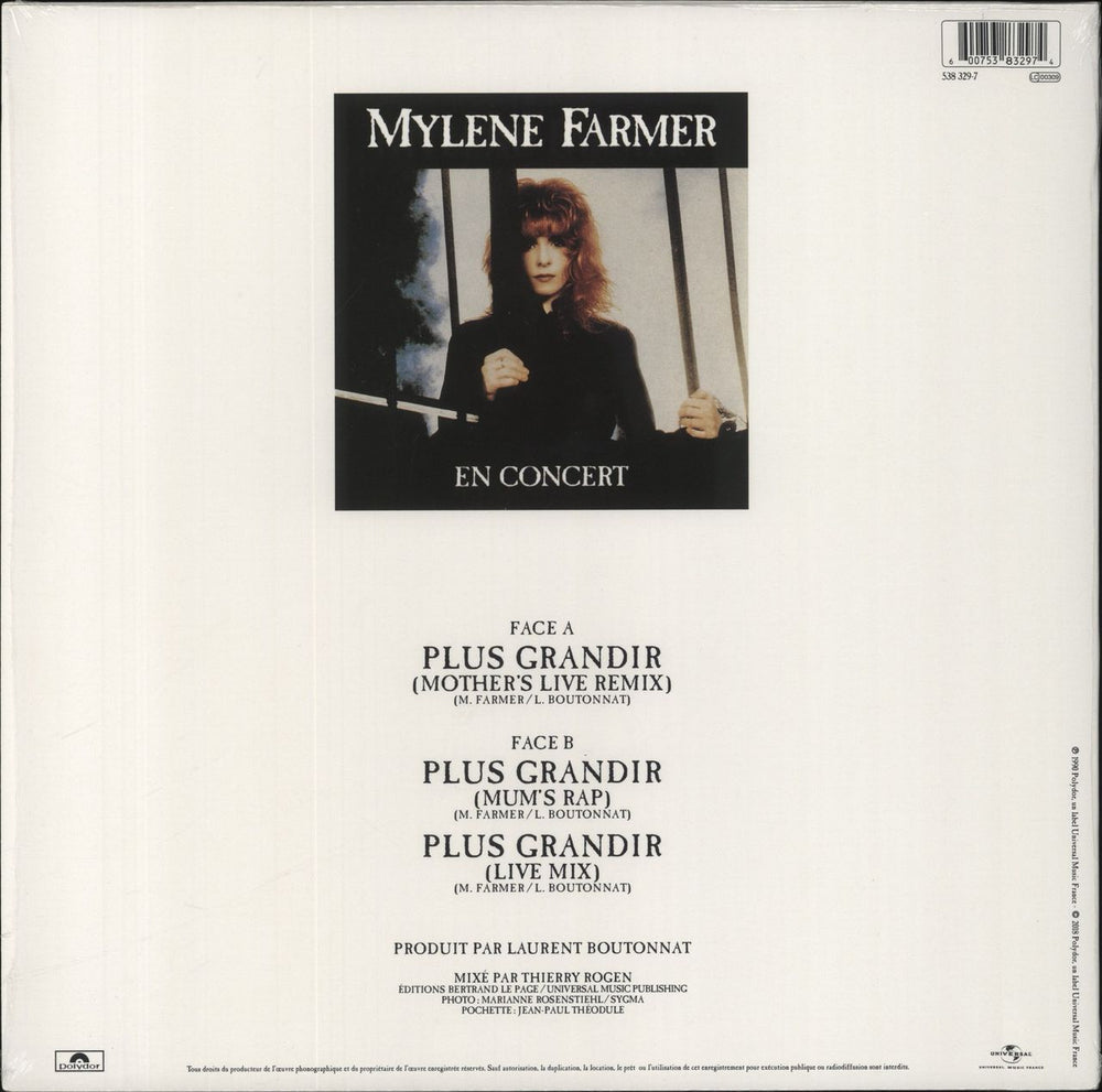 Mylene Farmer Plus Grandir - Live French 12" vinyl single (12 inch record / Maxi-single) 600753832974