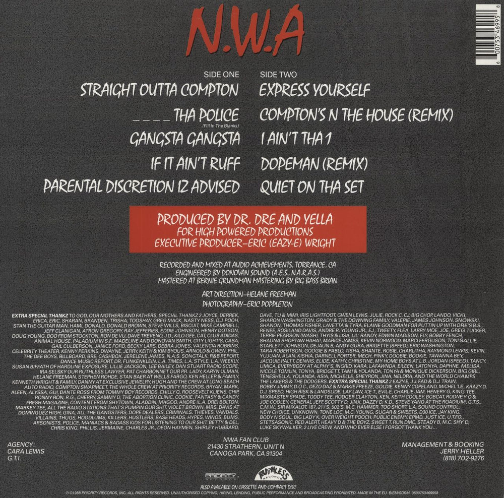 N.W.A. Straight Outta Compton - 180gm UK vinyl LP album (LP record) 600753469958