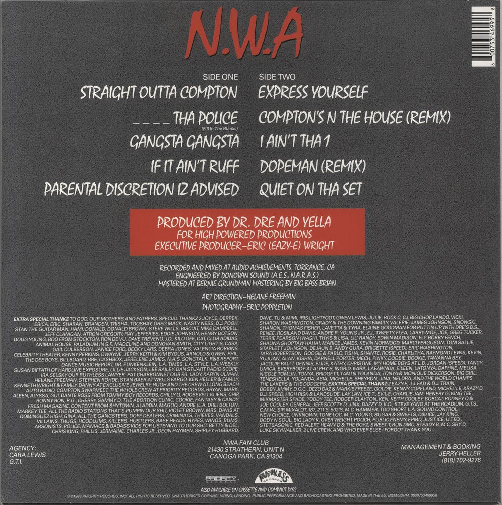 N.W.A. Straight Outta Compton + Shrink UK vinyl LP album (LP record) 600753469958