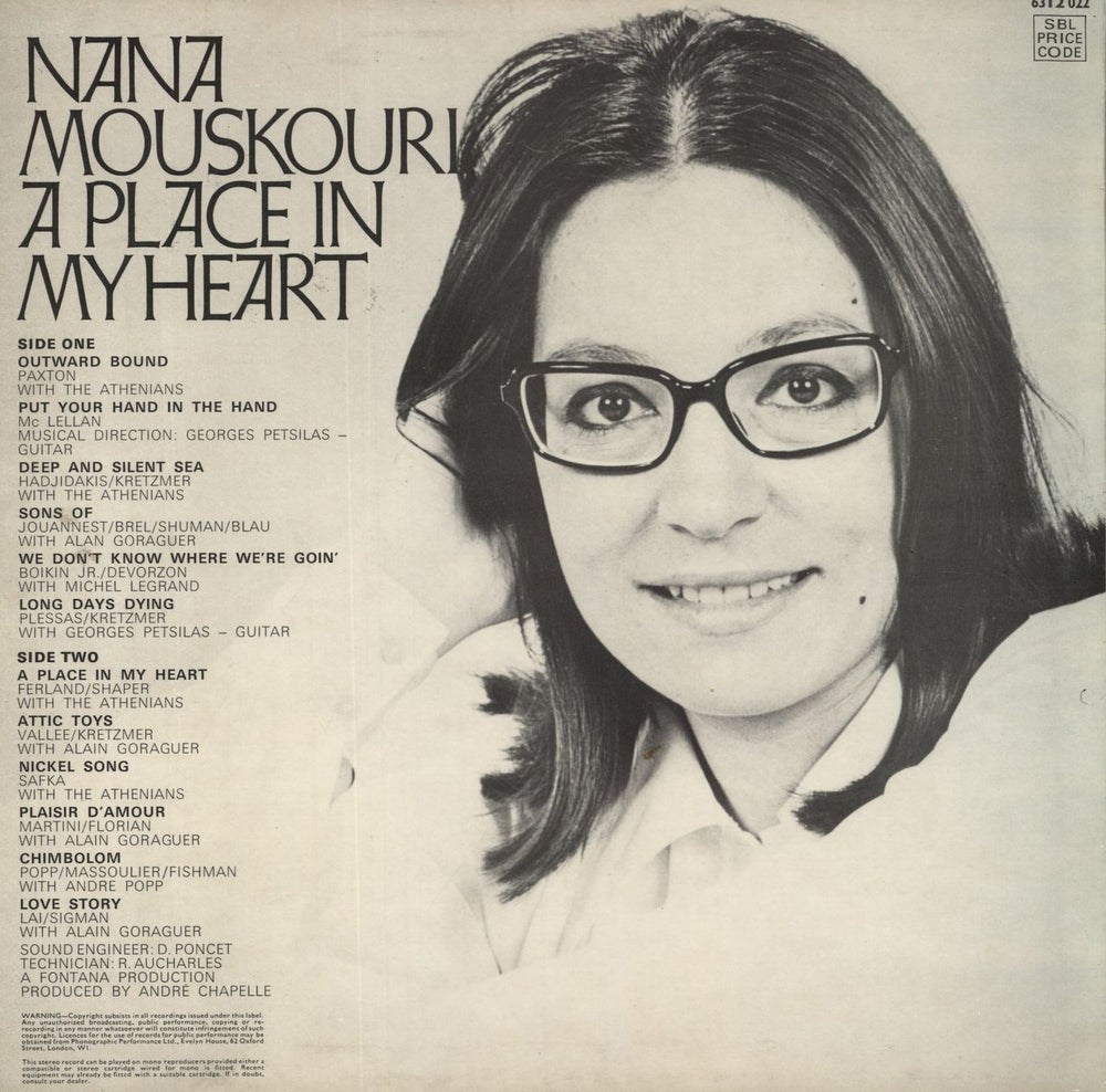 Nana Mouskouri A Place In My Heart UK vinyl LP album (LP record)