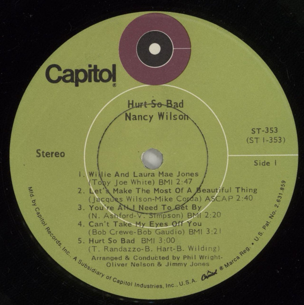 Nancy Wilson (Jazz) Hurt So Bad US vinyl LP album (LP record) NWLLPHU875651