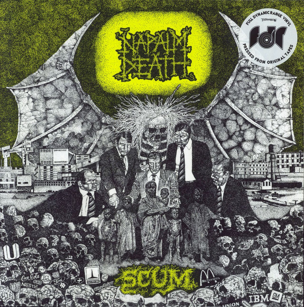 Napalm Death Scum - Green Cover UK vinyl LP album (LP record) MOSH003FDRUS