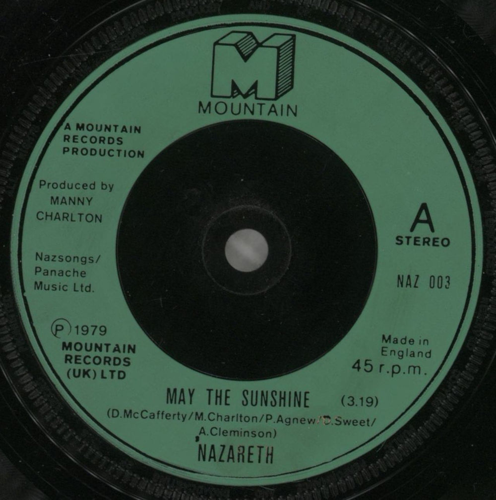 Nazareth May The Sunshine - P/S UK 7" vinyl single (7 inch record / 45) NZR07MA559191