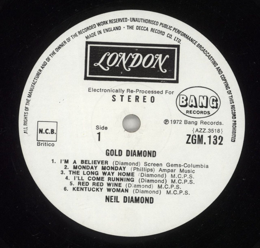 Neil Diamond Gold Diamond - matt p/s UK vinyl LP album (LP record) NDILPGO574301