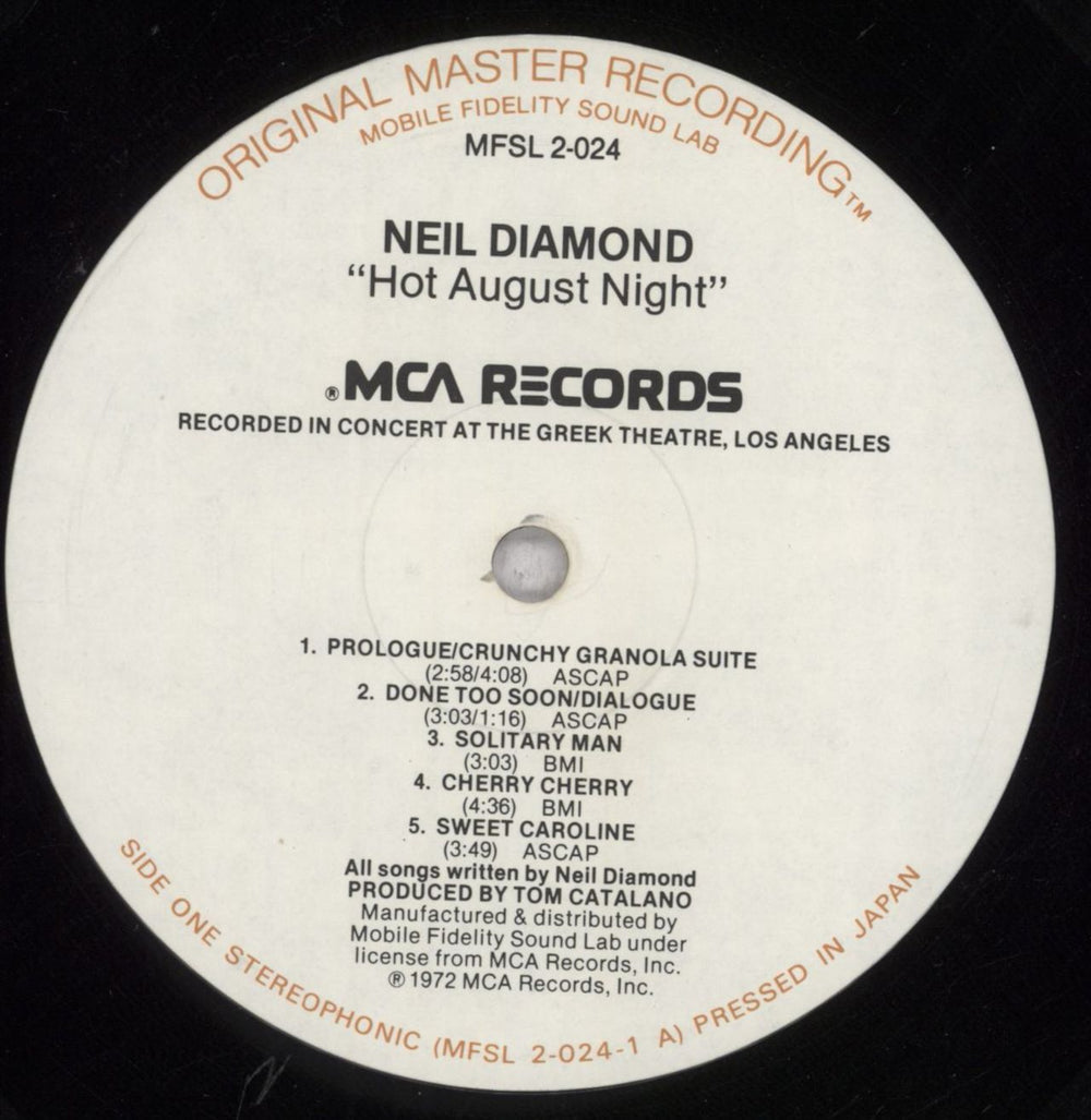 Neil Diamond Hot August Night - EX US 2-LP vinyl record set (Double LP Album) NDI2LHO785922