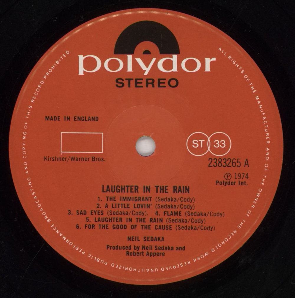 Neil Sedaka Laughter In The Rain UK vinyl LP album (LP record) NSKLPLA362123