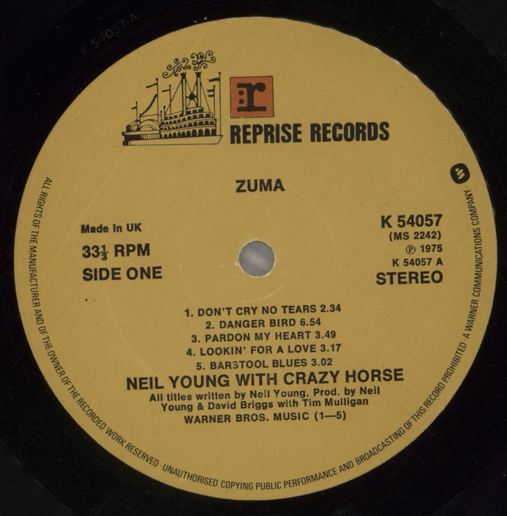 Neil Young Zuma - EX UK vinyl LP album (LP record) YOULPZU591027