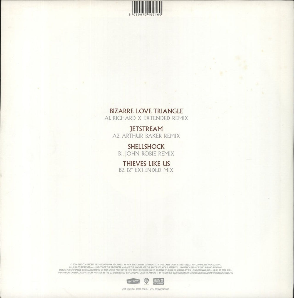 New Order Bizarre Love Triangle UK 12" vinyl single (12 inch record / Maxi-single) 5050072402160