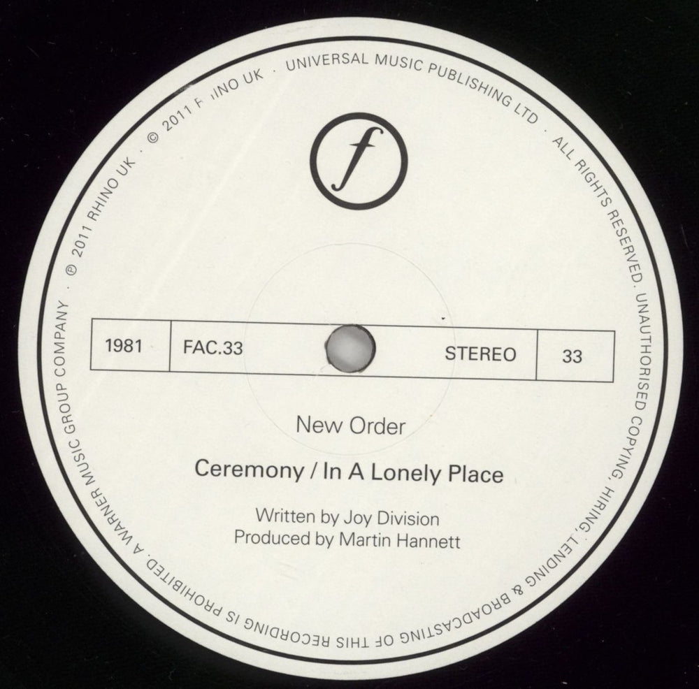New Order Ceremony / In A Lonely Place - VG UK 12" vinyl single (12 inch record / Maxi-single) NEW12CE865074